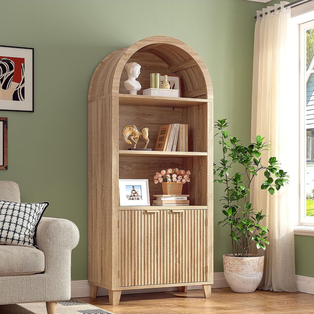 Lighting - Arched Cabinet, 5-Tier Storage Shelves, Light