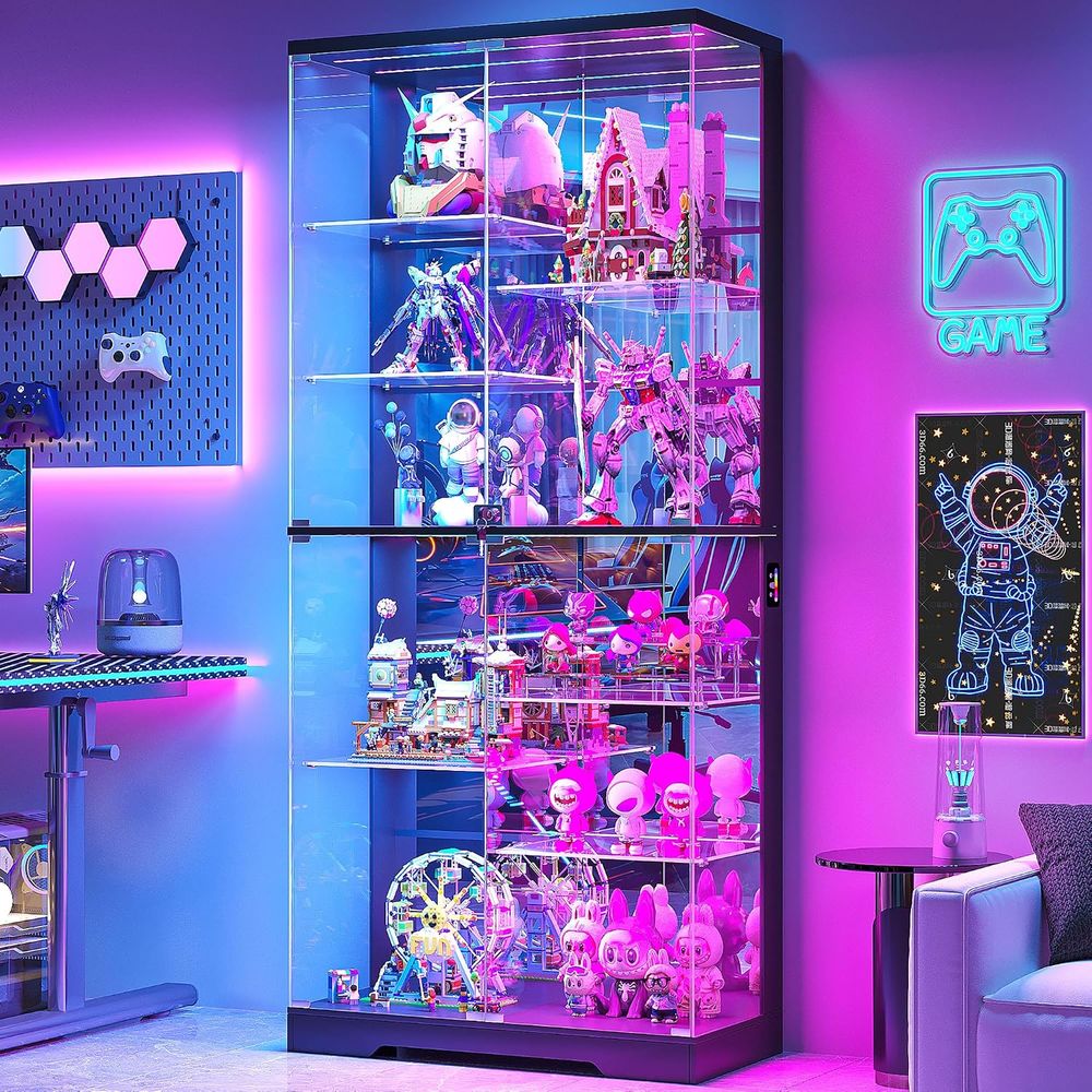 10-Tier Glass Display Cabinet  - Lighting recension och pris