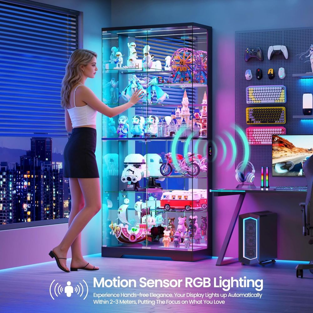 10-Tier Glass Display Cabinet  - Lighting recension och pris