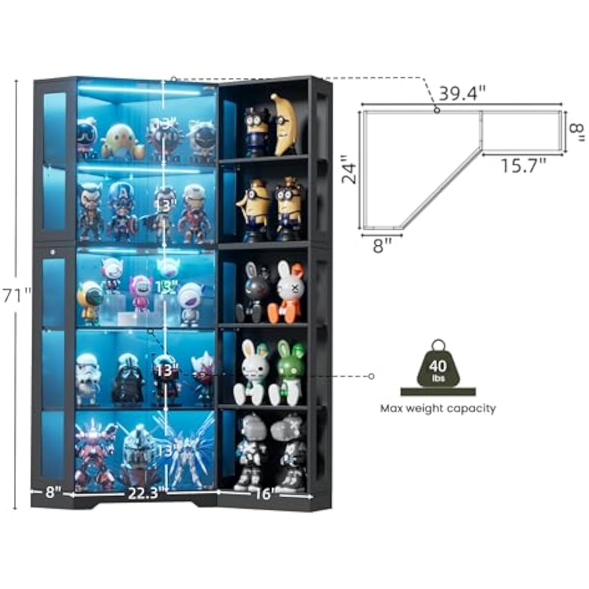 Display Cabinet with Tempered  - Lighting recension och pris