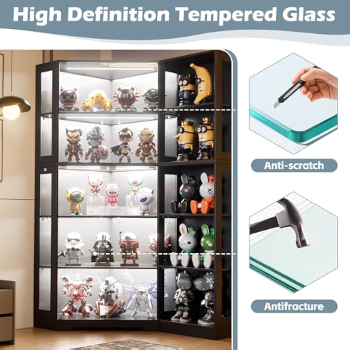Display Cabinet with Tempered  - Lighting recension och pris