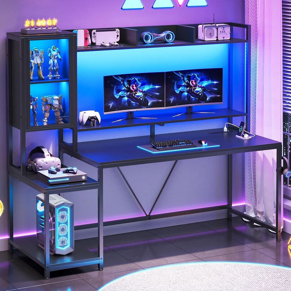 60'' Gaming Desk with Storage, - Lighting recension och pris