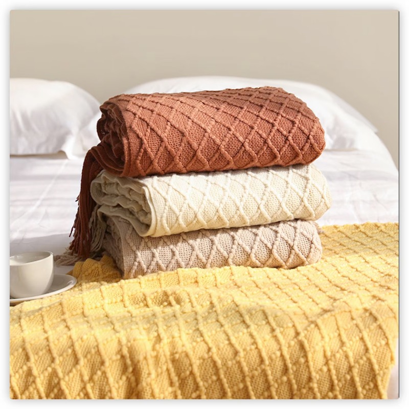 Textile City Diamond Knit Thro - Boho Throw Blanket Fringe recension och pris